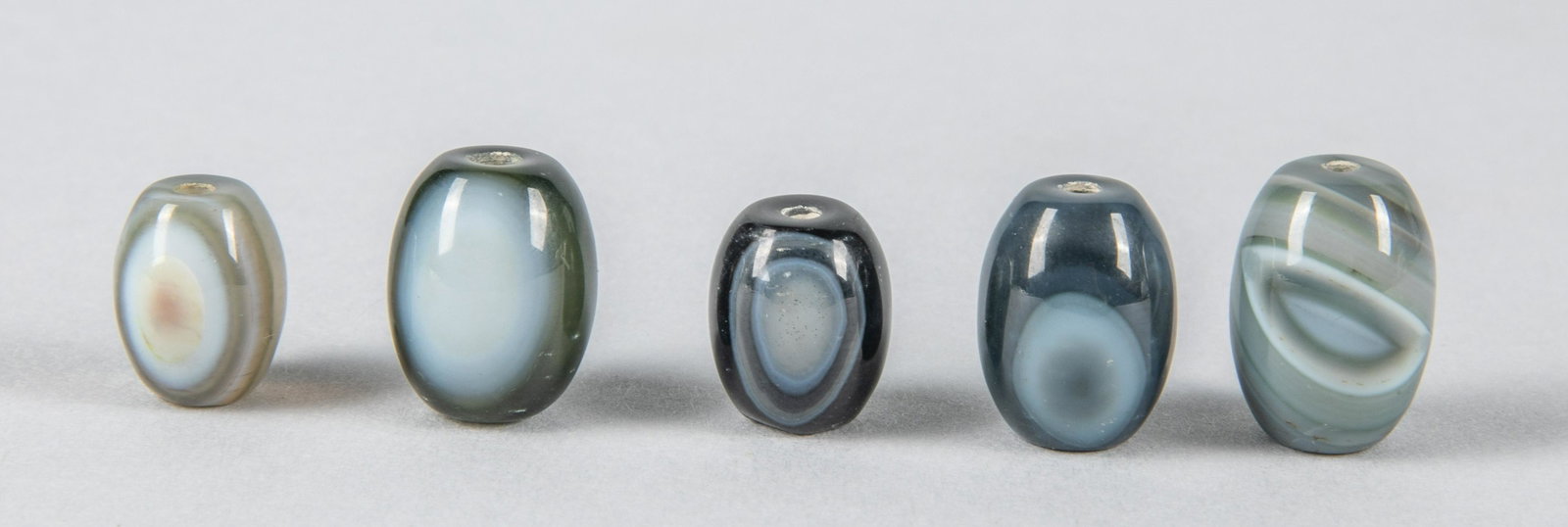 Collectible Persian Cat Eye Agate Beads: 0.75 inch H. (largest).