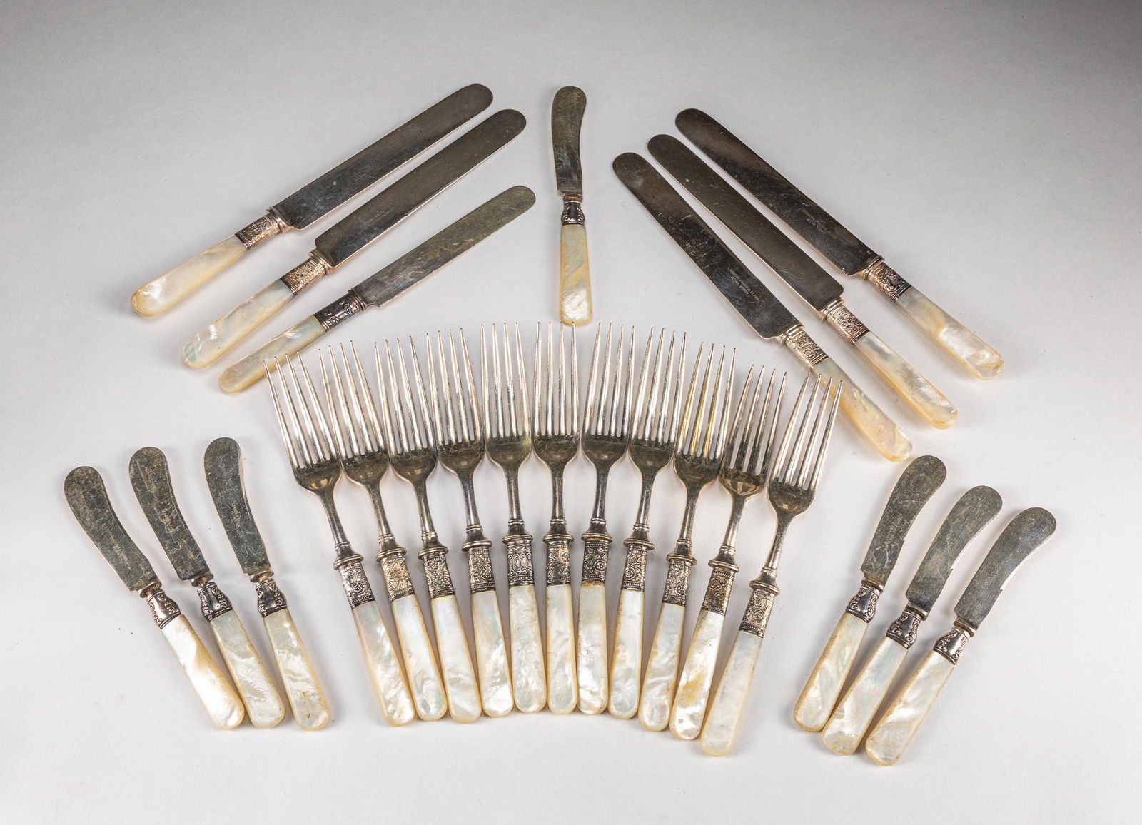 Group Vintage Silver & Mother of Pearl Service Pieces (1 of 9)