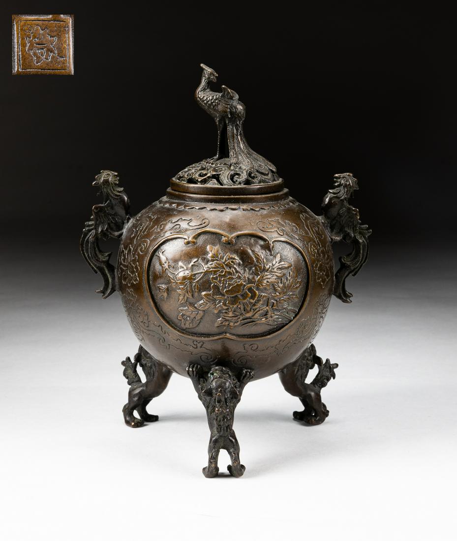Japanese Meiji Bronze Cabinet Incense Burner (1 of 11)