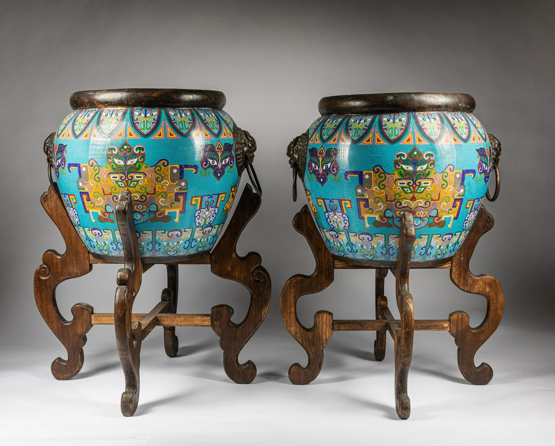 Pair of Massive Chinese Export CloisonnÃ© Pots (1 of 11)