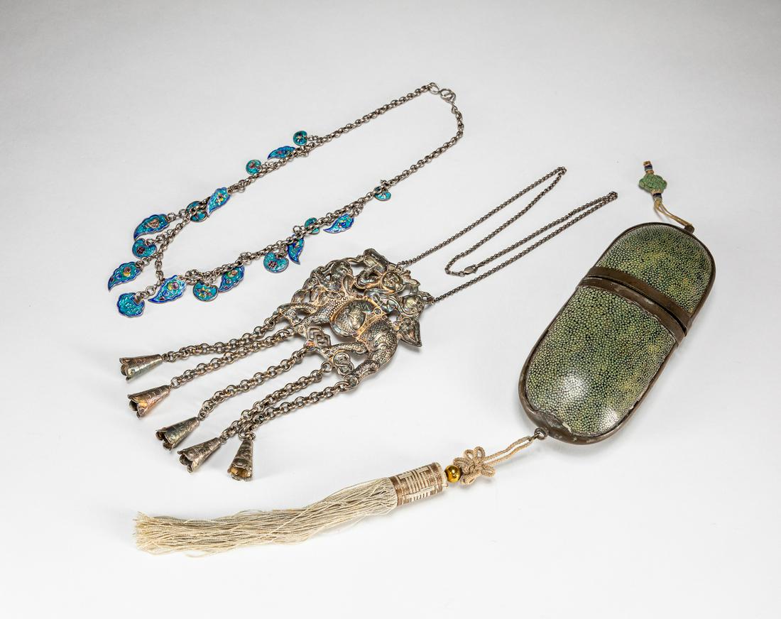Group of Chinese Old Purse & Silver Necklace (1 of 10)