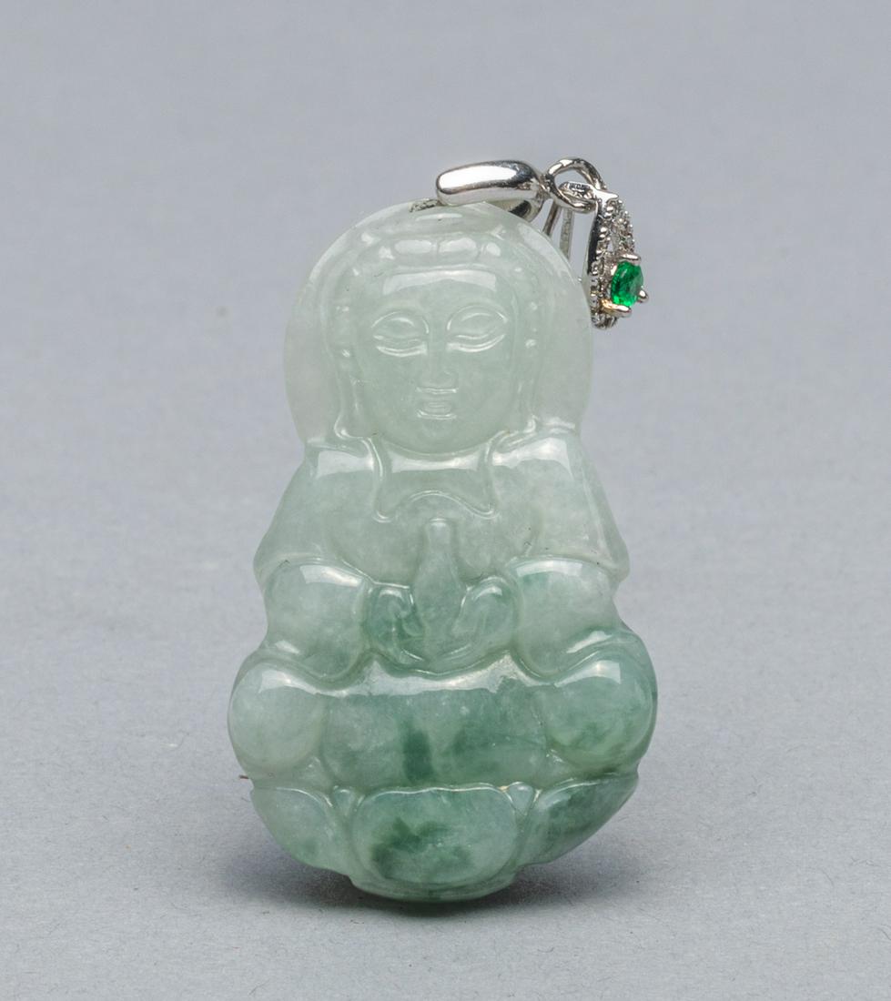Chinese Jade Jadeite Carving of Kuanyin: Chinese Jade Jadeite Carving of Kuanyin 1.5*0.9 inch.