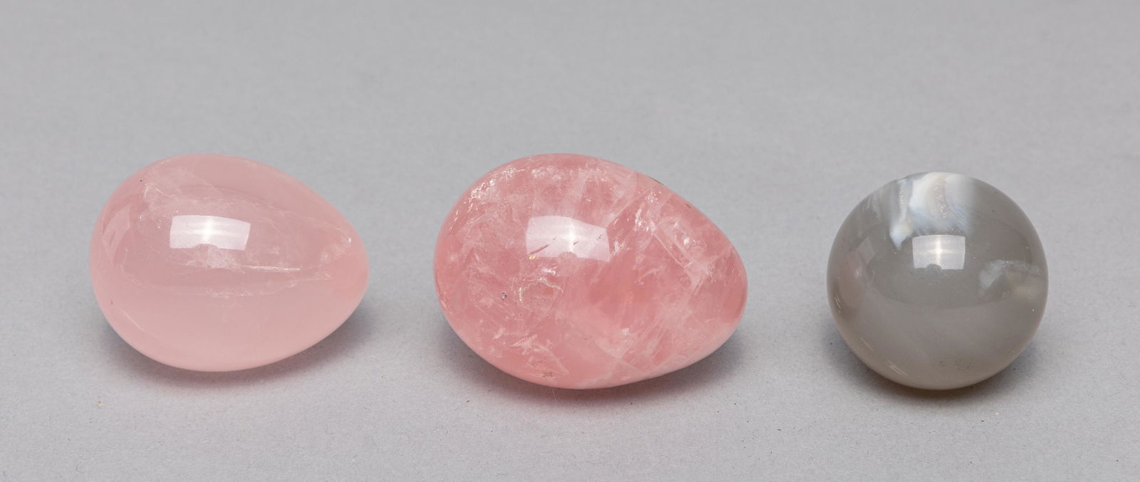 Set Art Rose Quartz Rock Crystal Eggs (1 of 7)
