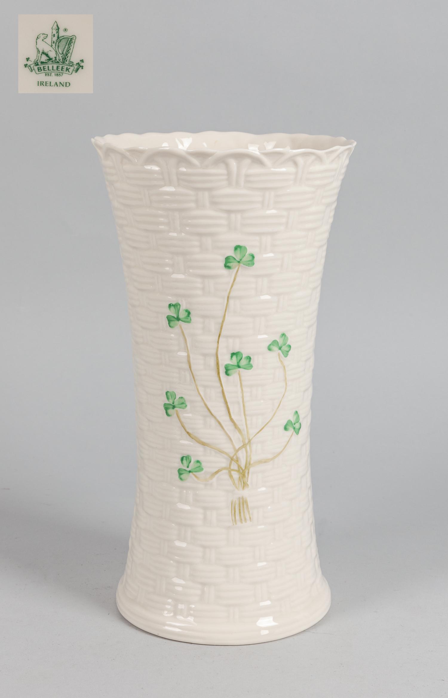 Collectible Ireland Belleek Irish Shamrock Basket Vase (1 of 9)