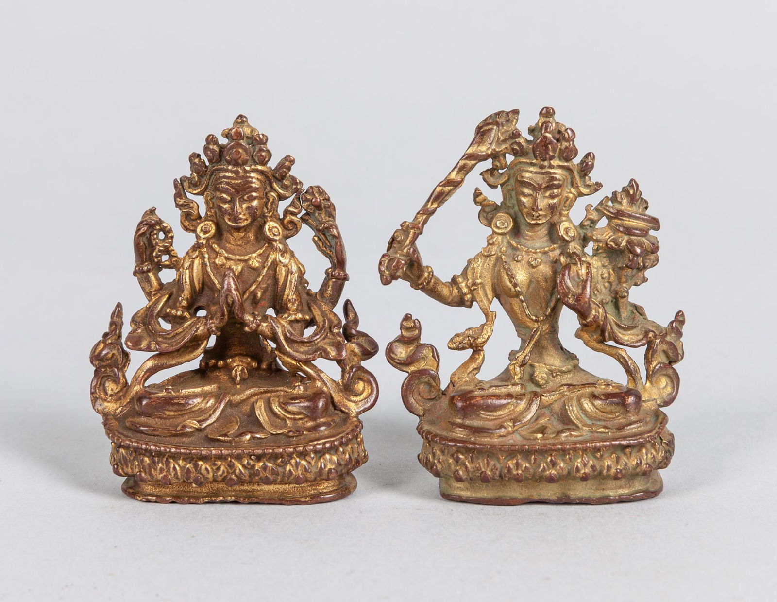 Set Chinese Gold on Bronze Buddhas (1 of 9)