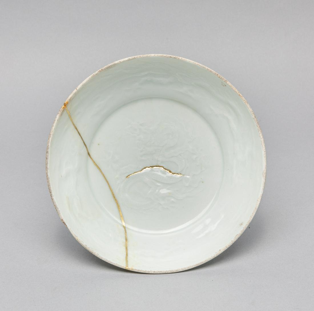 Repaired Chinese White Glazed Porcelain Plate (1 of 9)