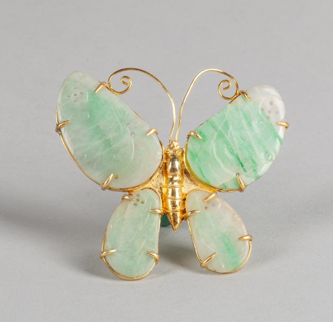 Chinese Export Jade Jadeite Silver Brooch (1 of 7)