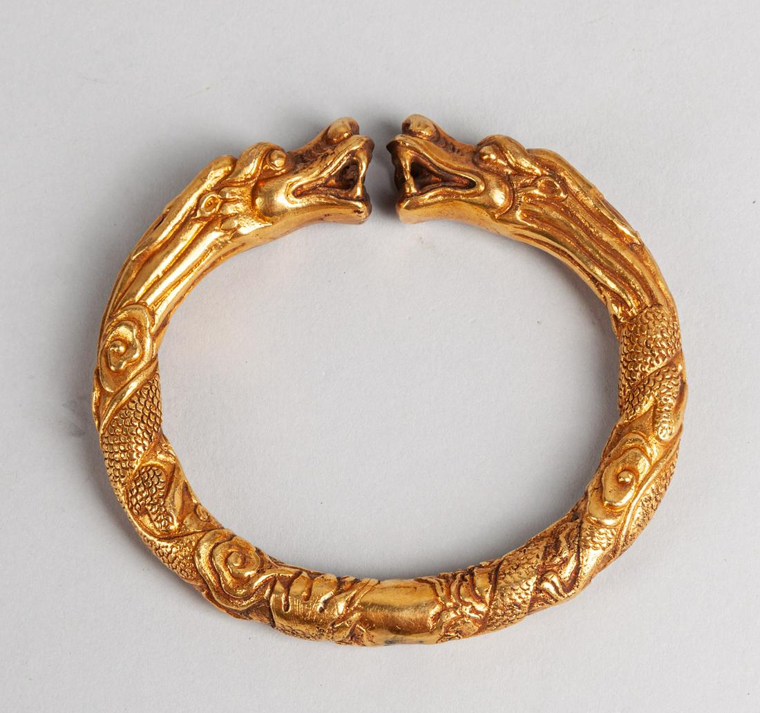Chinese Gold on Bronze Dragon Bangle (1 of 6)