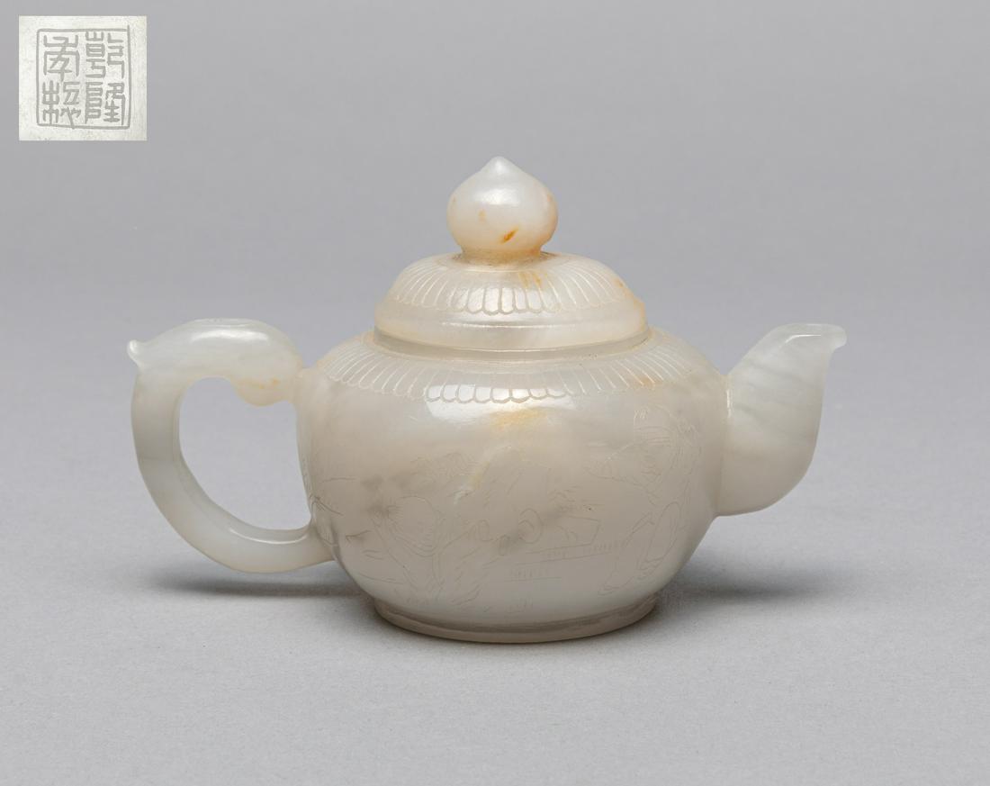 Chinese White Jade Carving of Tea Pot (1 of 12)
