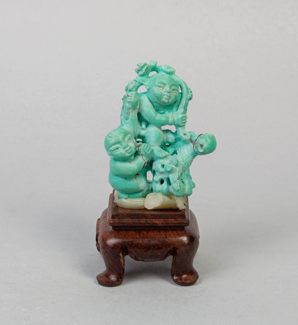 Fine Chinese Turquoise Carving Table Sculpture (1 of 11)