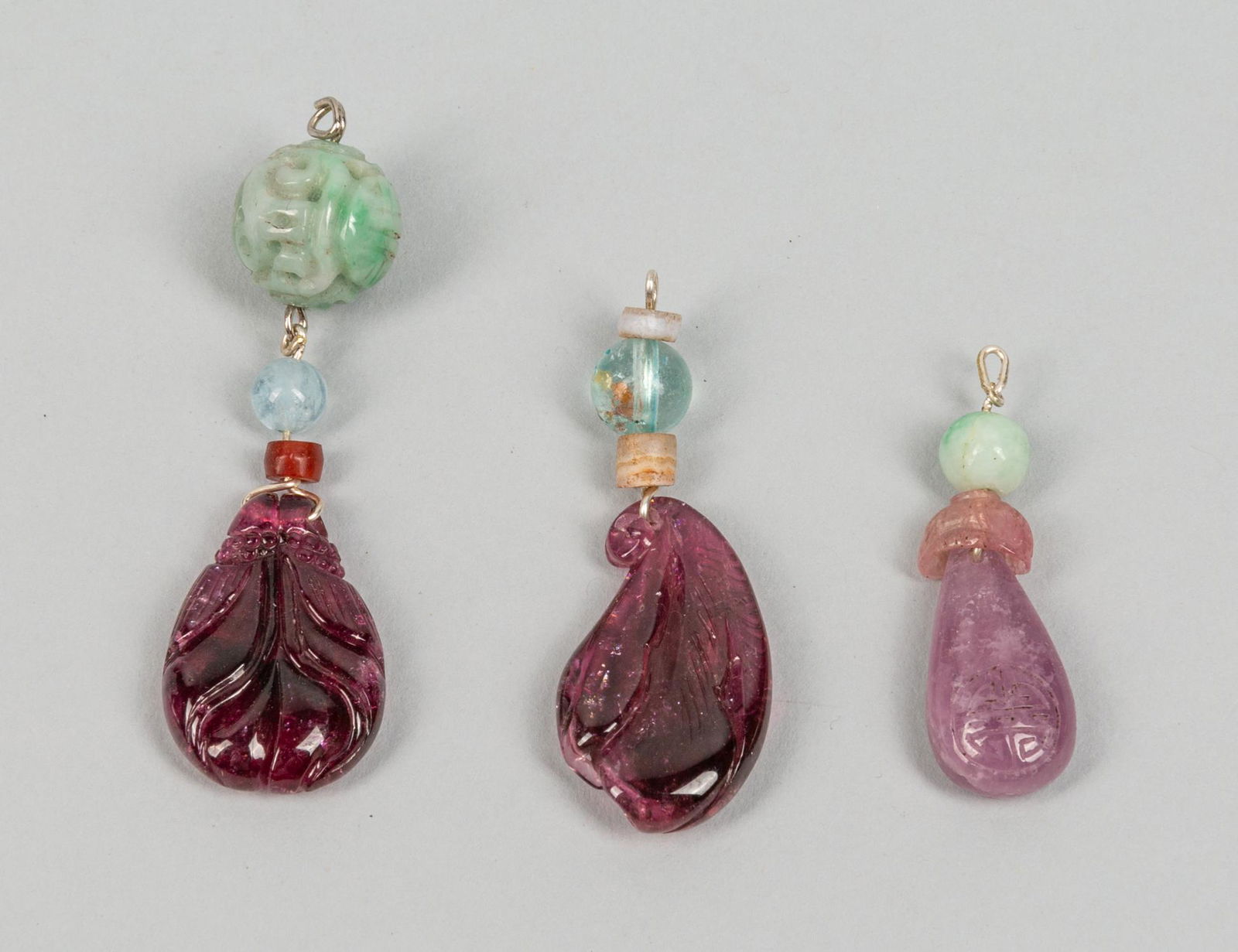 Groups Chinese Old Tourmaline and Jadeite Carvings (1 of 9)