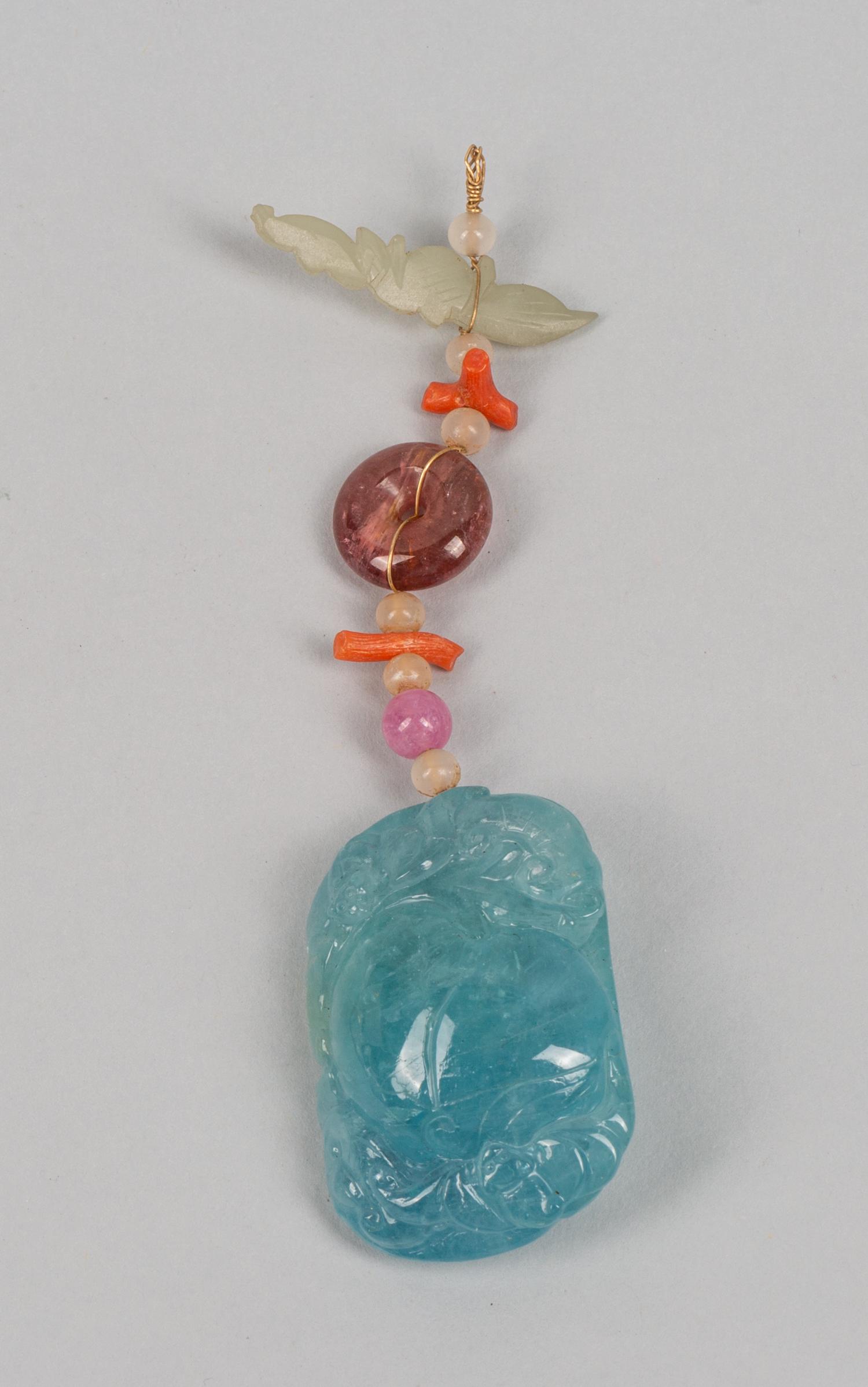 Important Chinese Manchu Tourmaline Aquamarine Carvings (1 of 9)