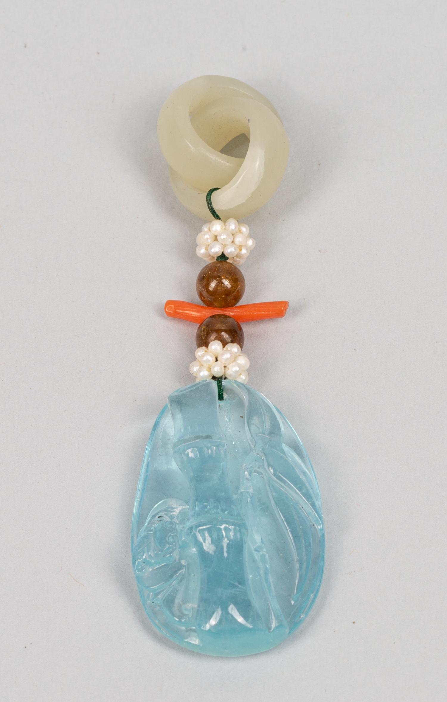 Chinese Old Aquamarine & Jade Carvings (1 of 10)