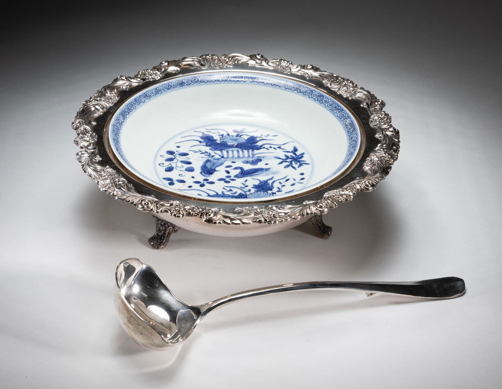 Chinese Blue White Kraak Silver-plate Mounted Central (1 of 9)