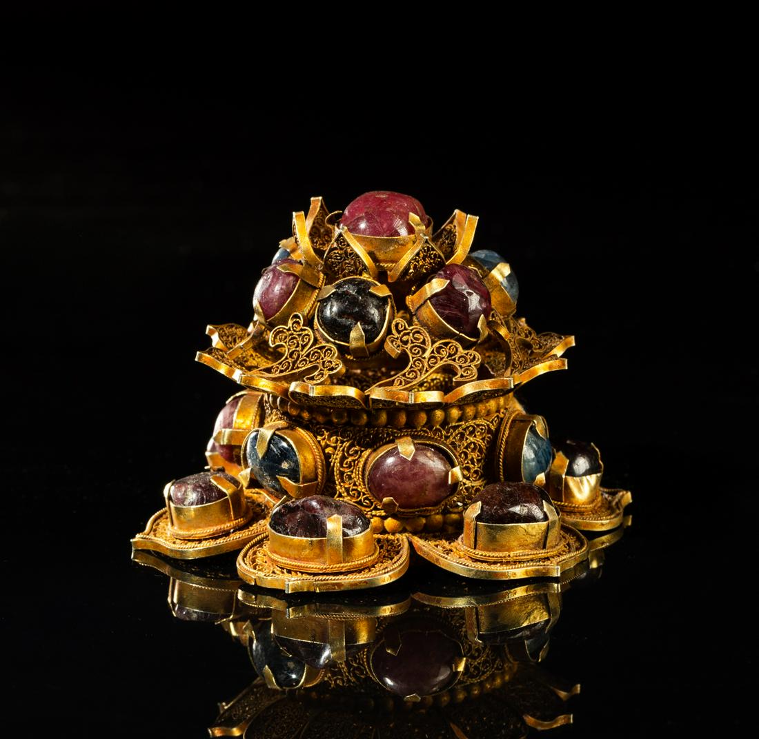 Important Chinese Gold on Silver Censer Top (1 of 14)