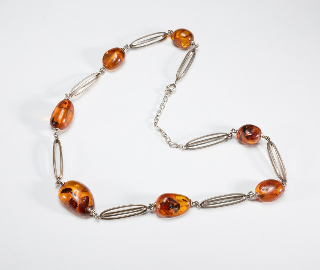 Designed Nature Amber & Silver Necklace (1 of 7)
