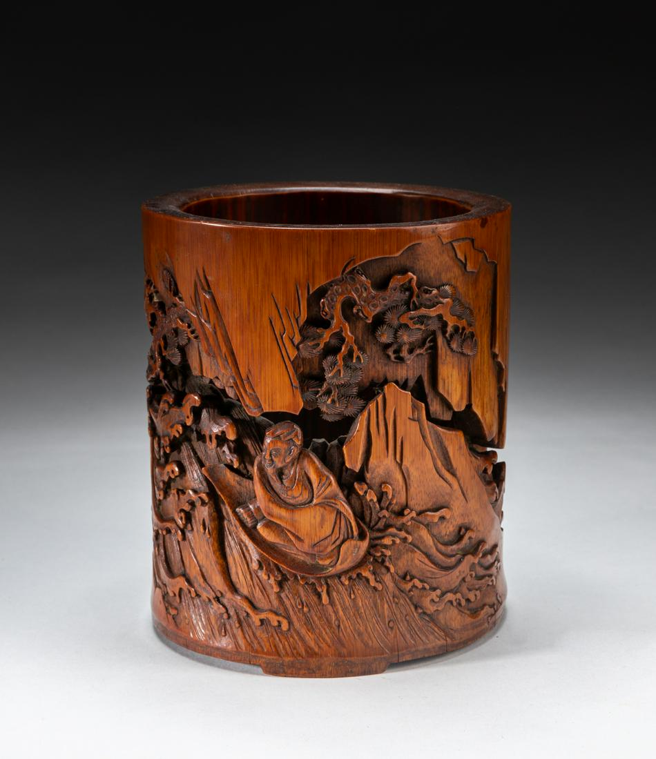 Chinese Antique Carved Bamboo Brush Pot (1 of 12)