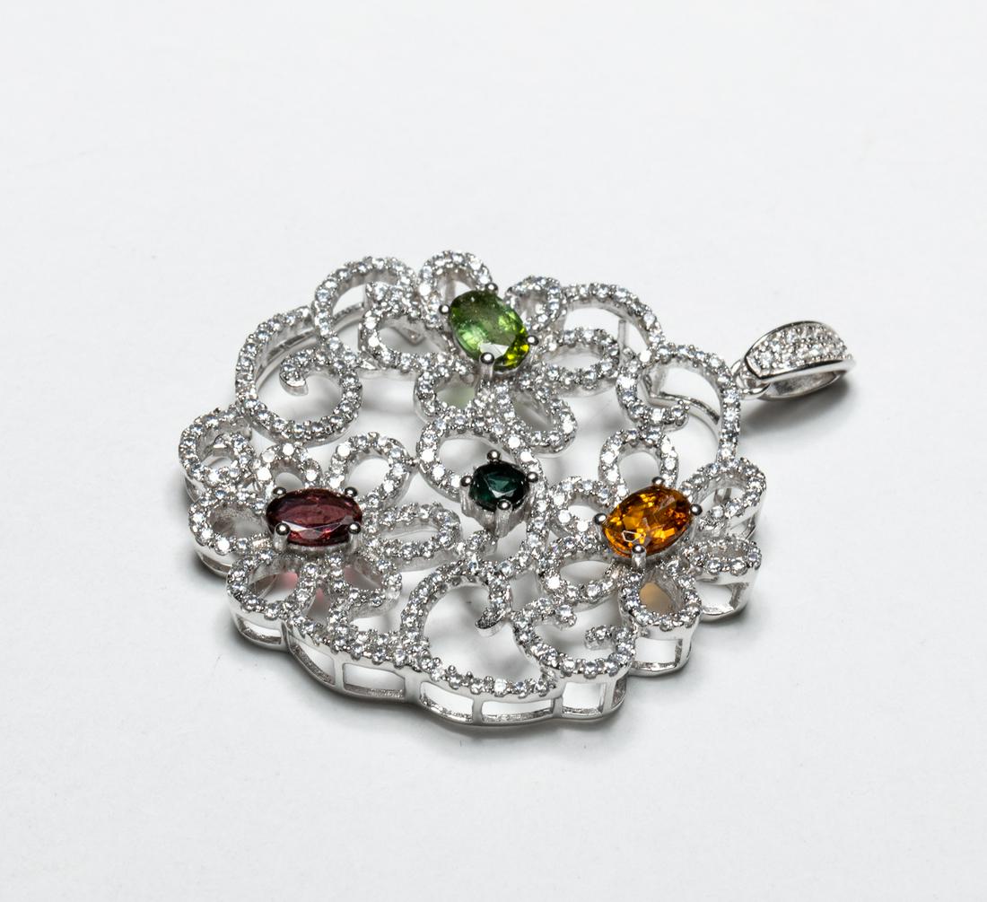 Designed Sterling Silver Tourmaline Pendant (1 of 8)