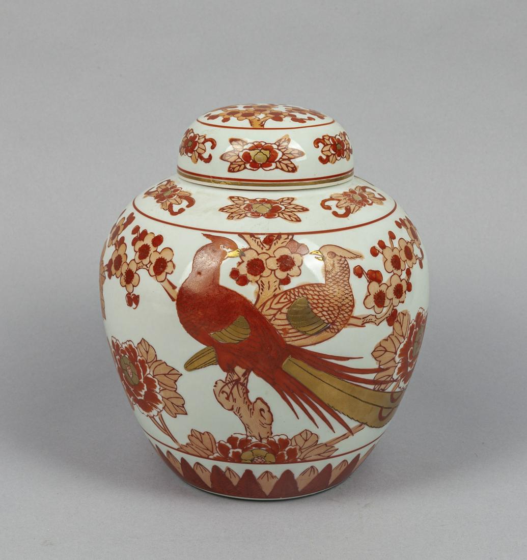 Chinese export coral-red porcelain covered jar (1 of 13)
