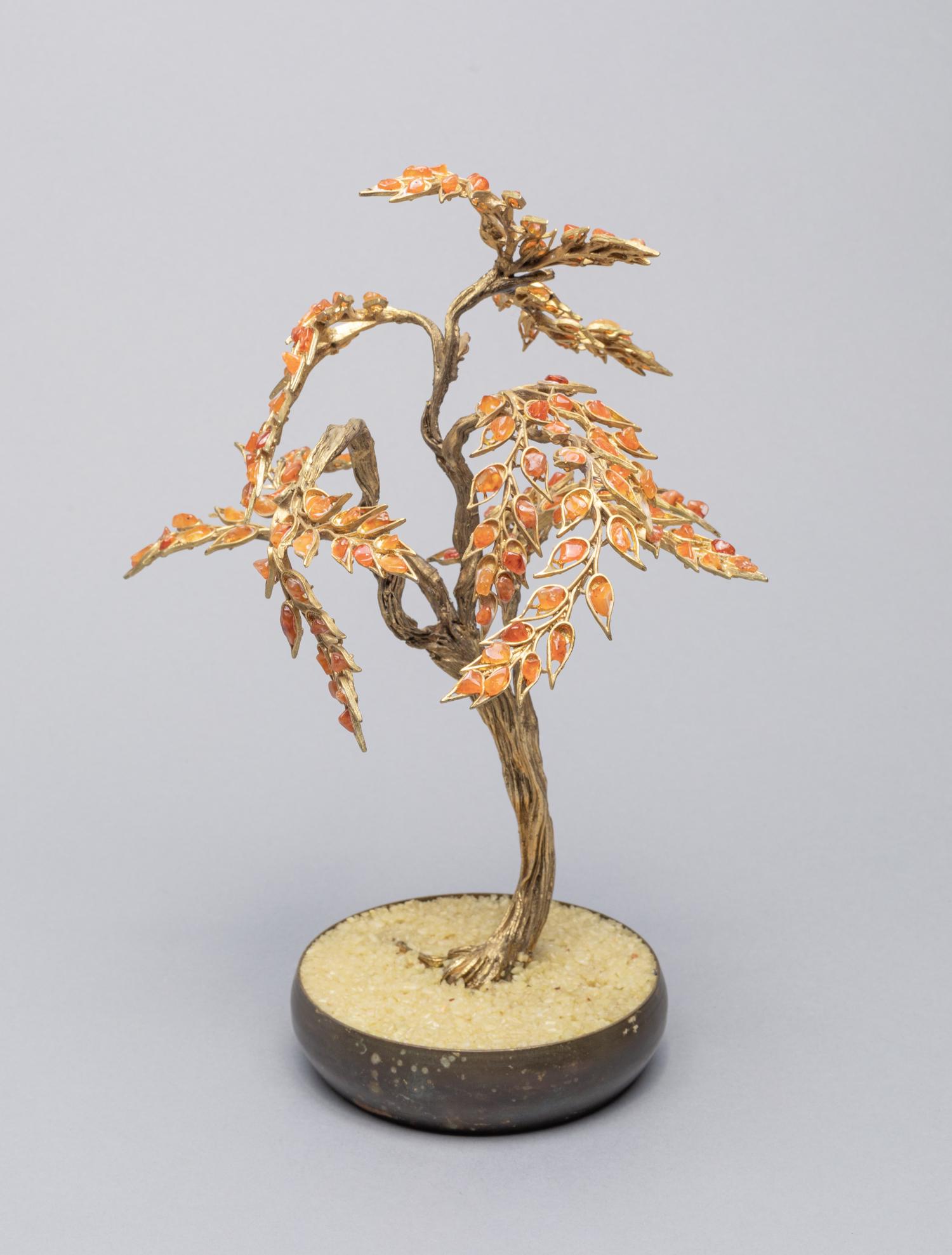 Art bronze gem stone table sculpture of bonsai (1 of 10)