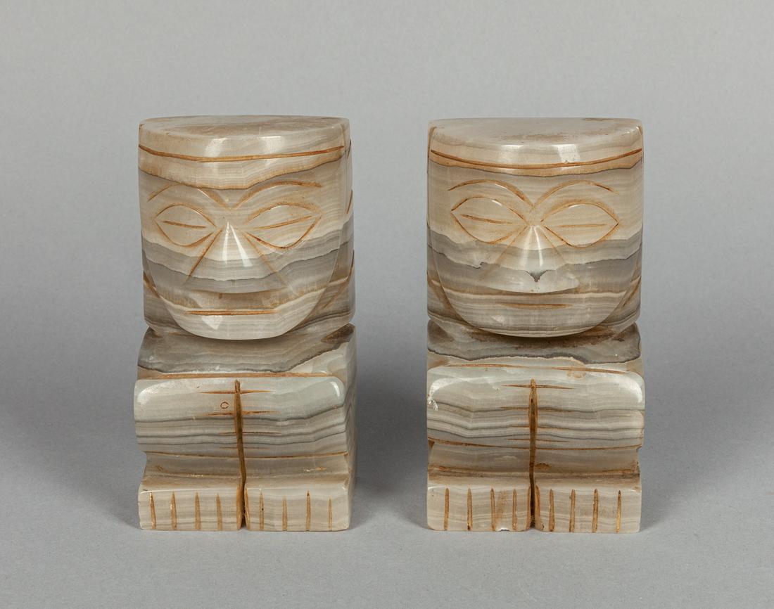 Pair Designed Abstract Carved Marble Book Ends (1 of 12)