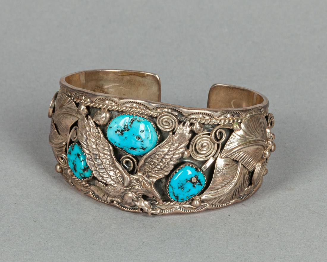 Navajo Type Sterling Turquoise Bangle (1 of 10)
