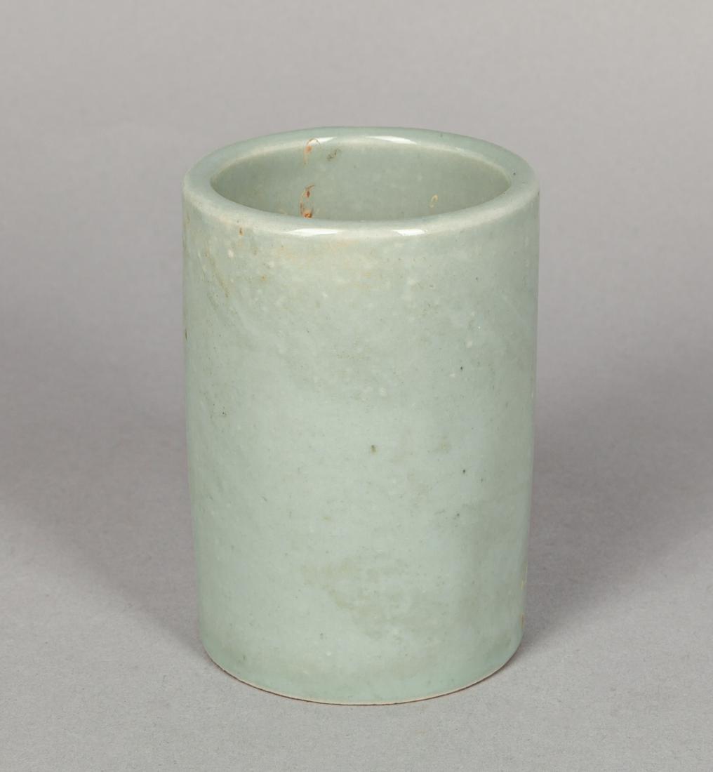 Chinese Light Blue Glazed Porcelain Brush Pot (1 of 10)