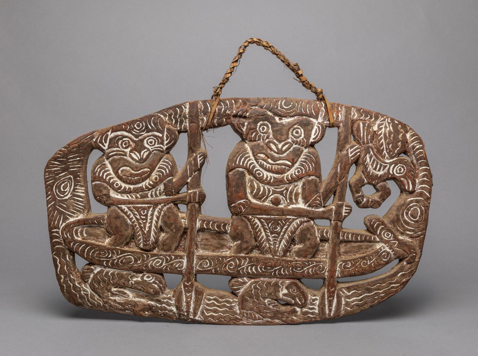 African Carved Painted Wood Wall Hanging Decor (1 of 11)