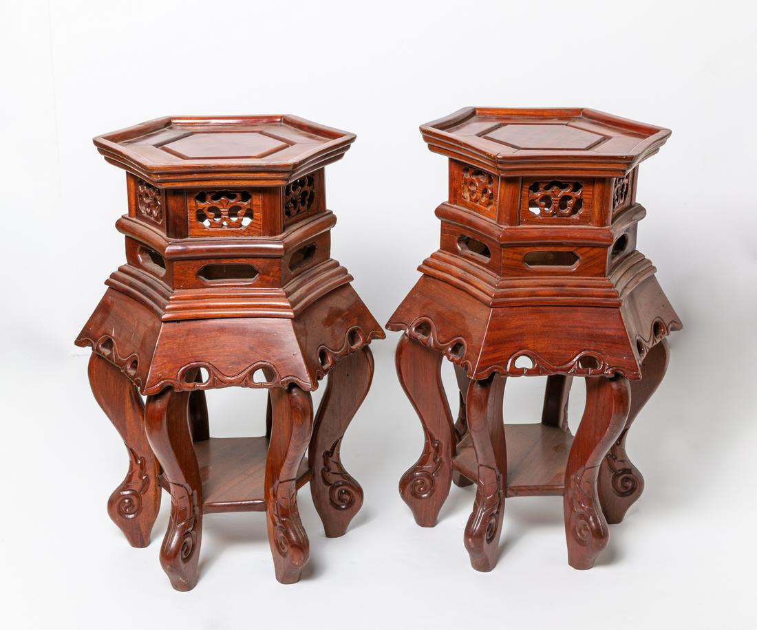 Pair Chinese Wood Stands (1 of 11)