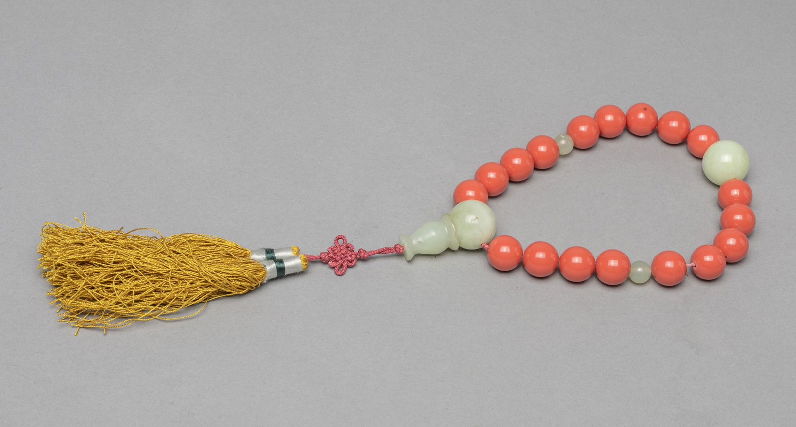 Chinese Red Color/Jade Stone Prayer Beads (1 of 8)