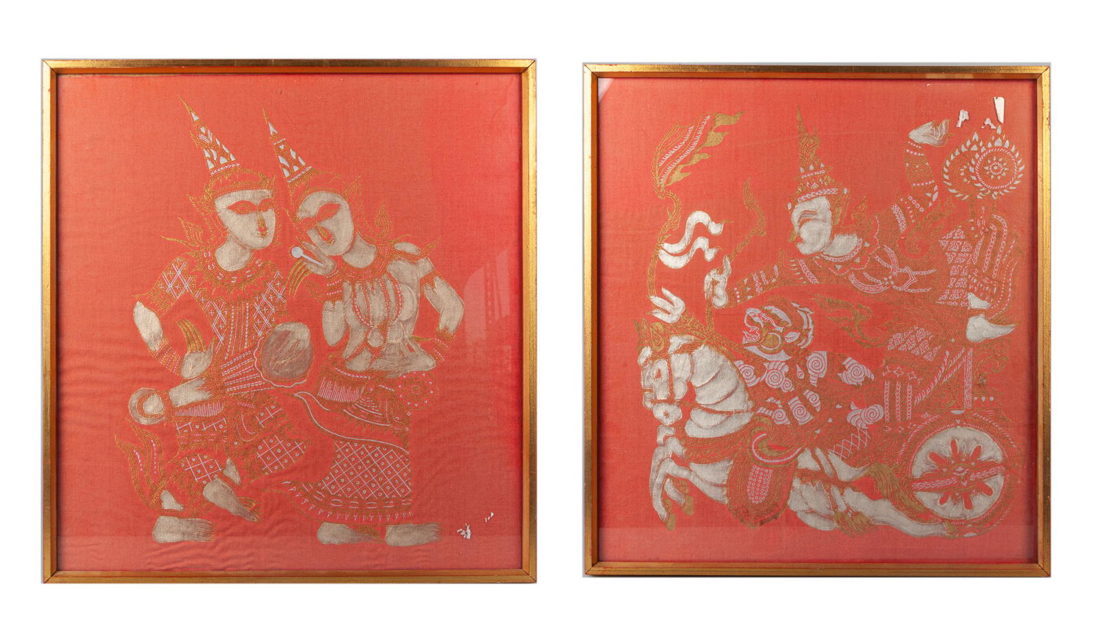 Pair of Thai Gold Color Paintings (1 of 12)