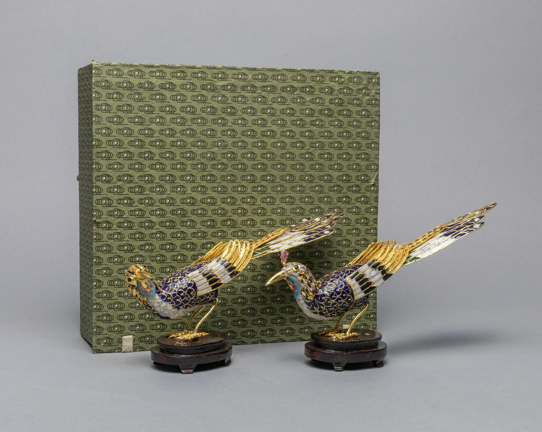 Pair Chinese Export Cloisonne Birds (1 of 11)