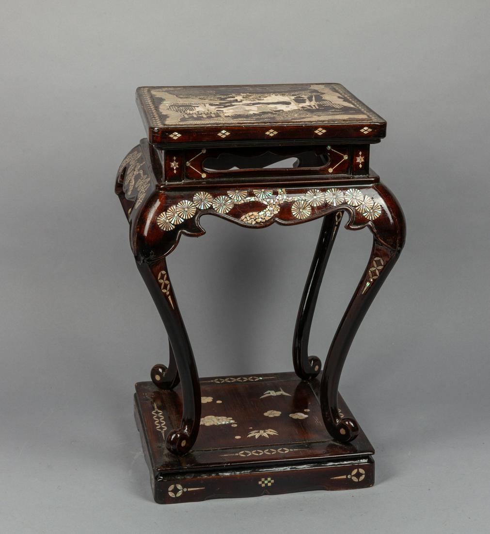 Chinese Lacquer-wood Stand Inlaid MOP (1 of 12)