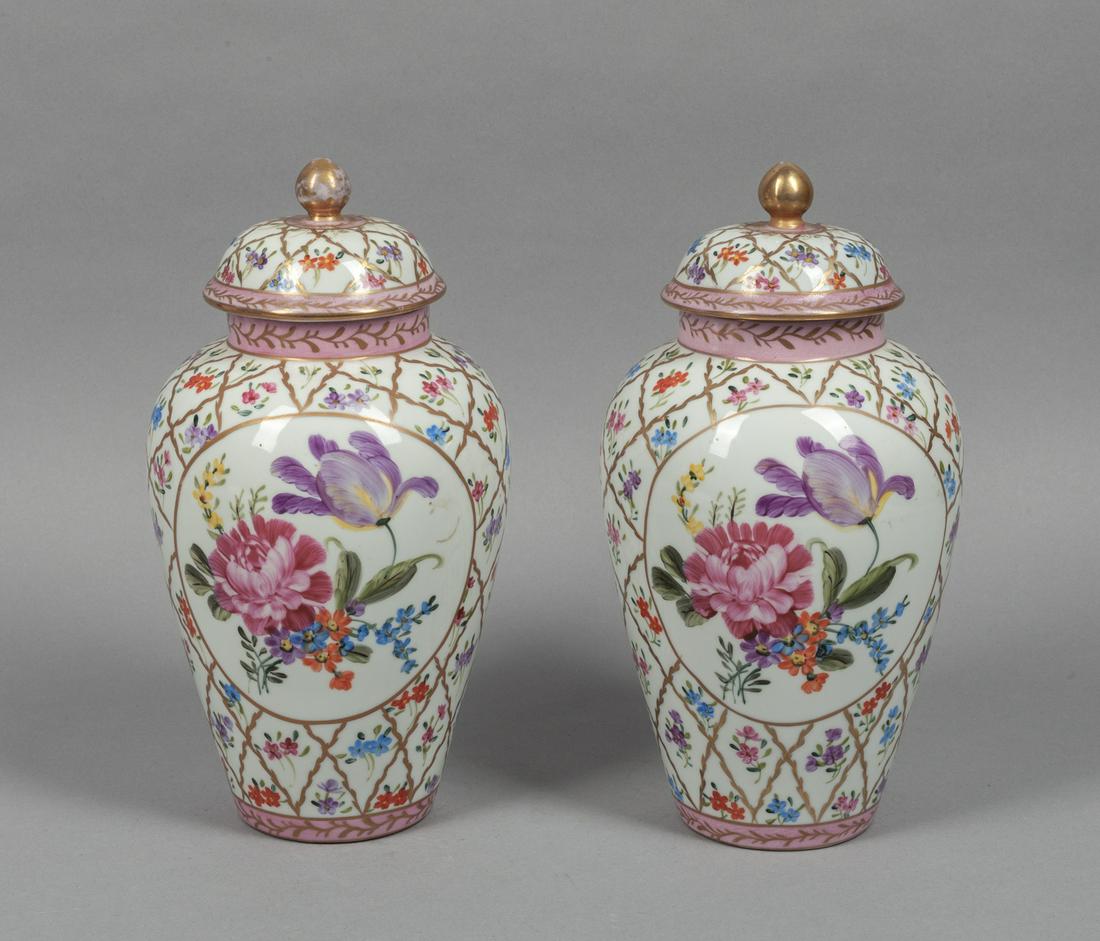 Pairs France Enameled Flowers Decor Porcelain Vase (1 of 12)