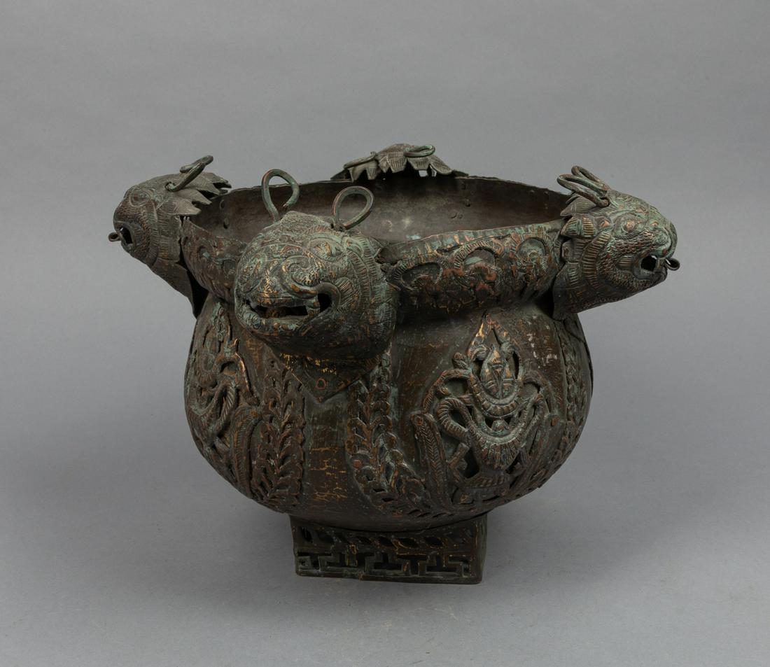 South Asian Carved Brass Beast Pot (1 of 12)