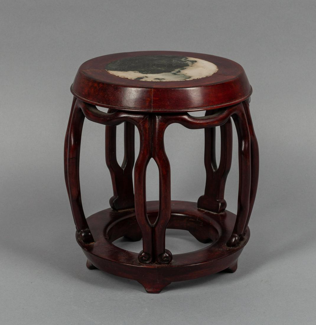 Chinese Rosewood Inlaid Marble Stand (1 of 12)