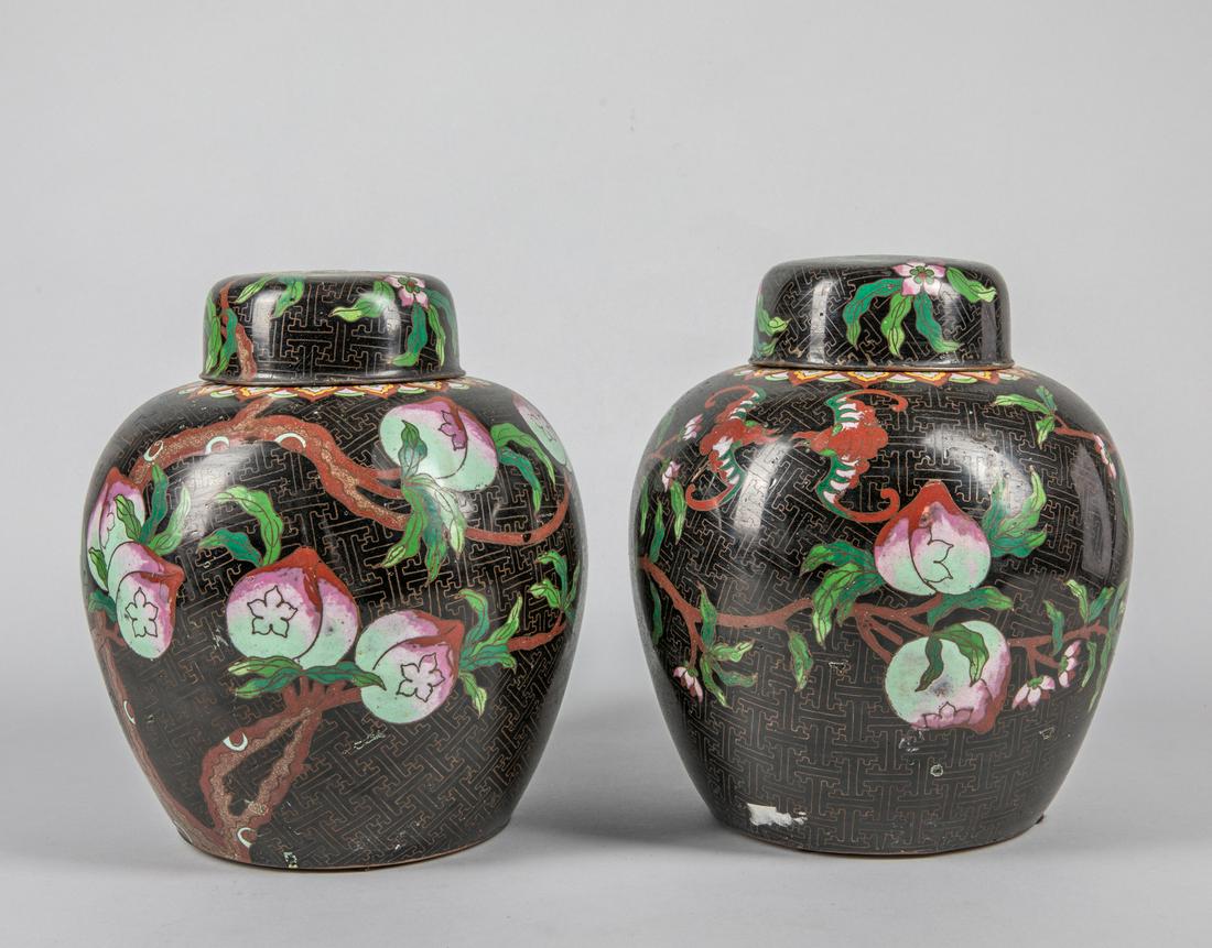 Pairs of Large Chinese Export Cloisonne Jars (1 of 8)