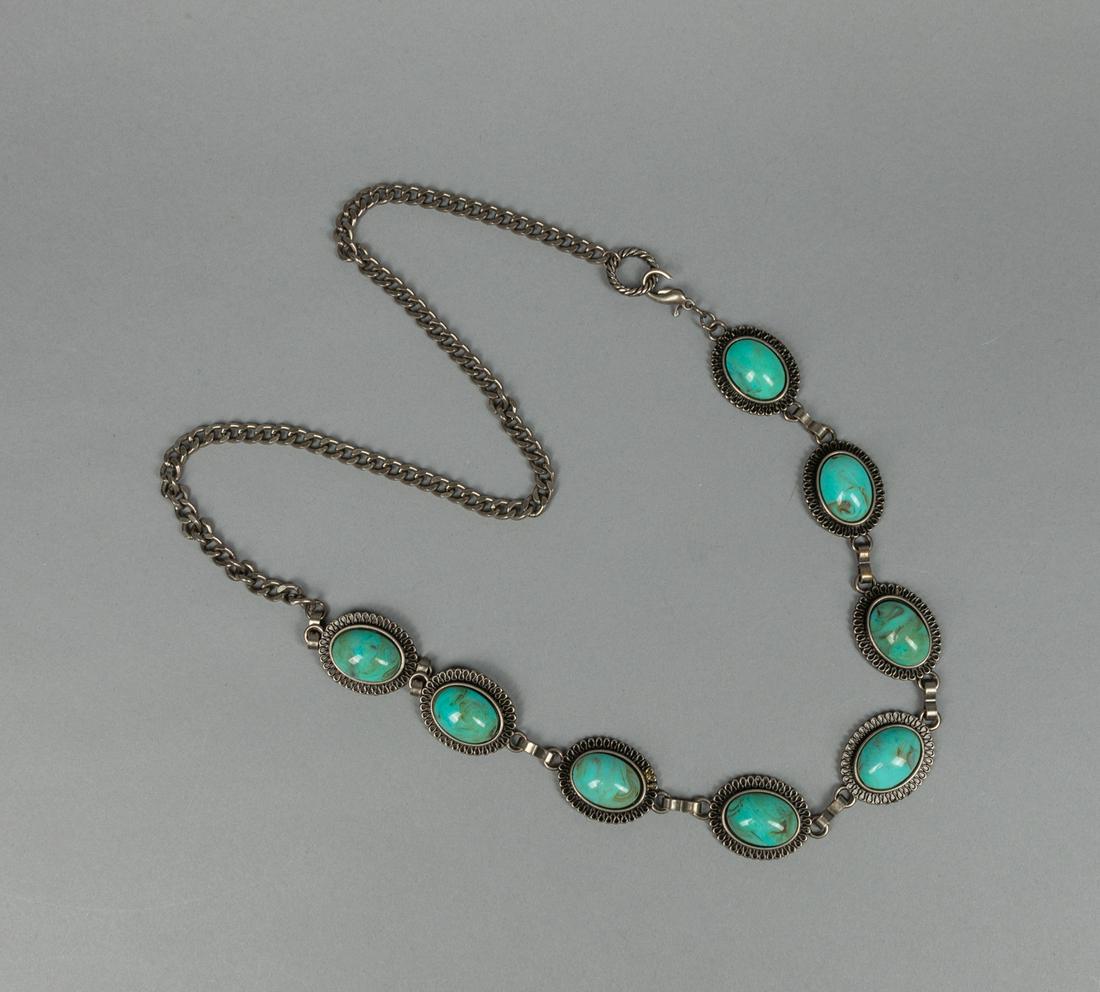 Designed Art Deco Turquoise Like Metal Necklace (1 of 9)