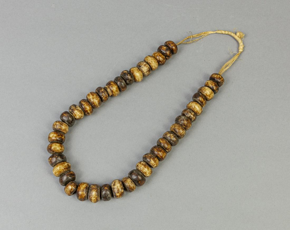 Old Tibetan/Nepal Large Bead Bone Necklace: Large antique bone bead necklace, Tibetan or Nepal style. 27inch.