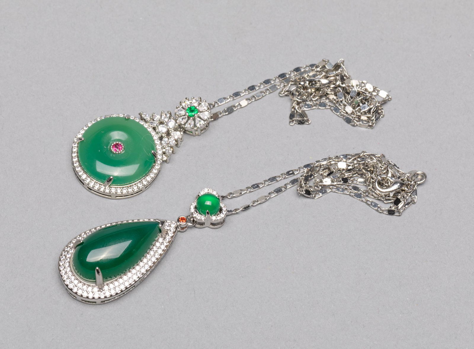 Set Designed Marked 925 Silver & Agate Necklace Pendant (1 of 13)