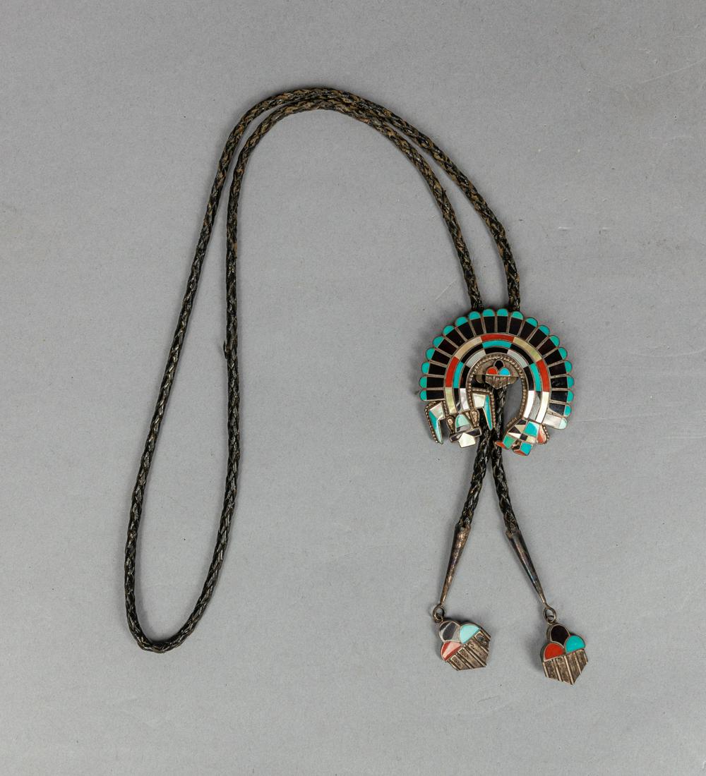 Native American Type Bolo Tie Inlaid Gem Stone (1 of 11)