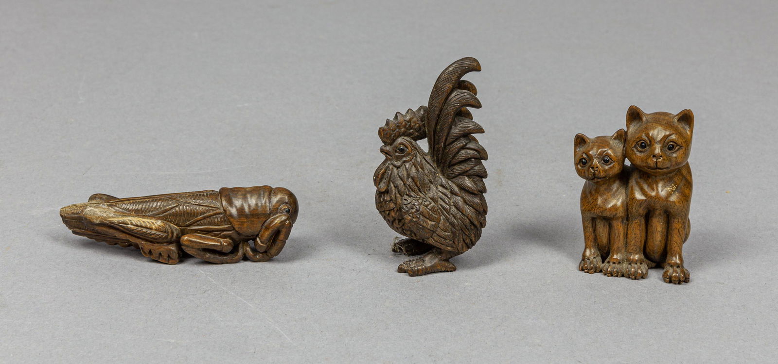 Set Japanese Taisho Carved Wood Netsukes (1 of 11)