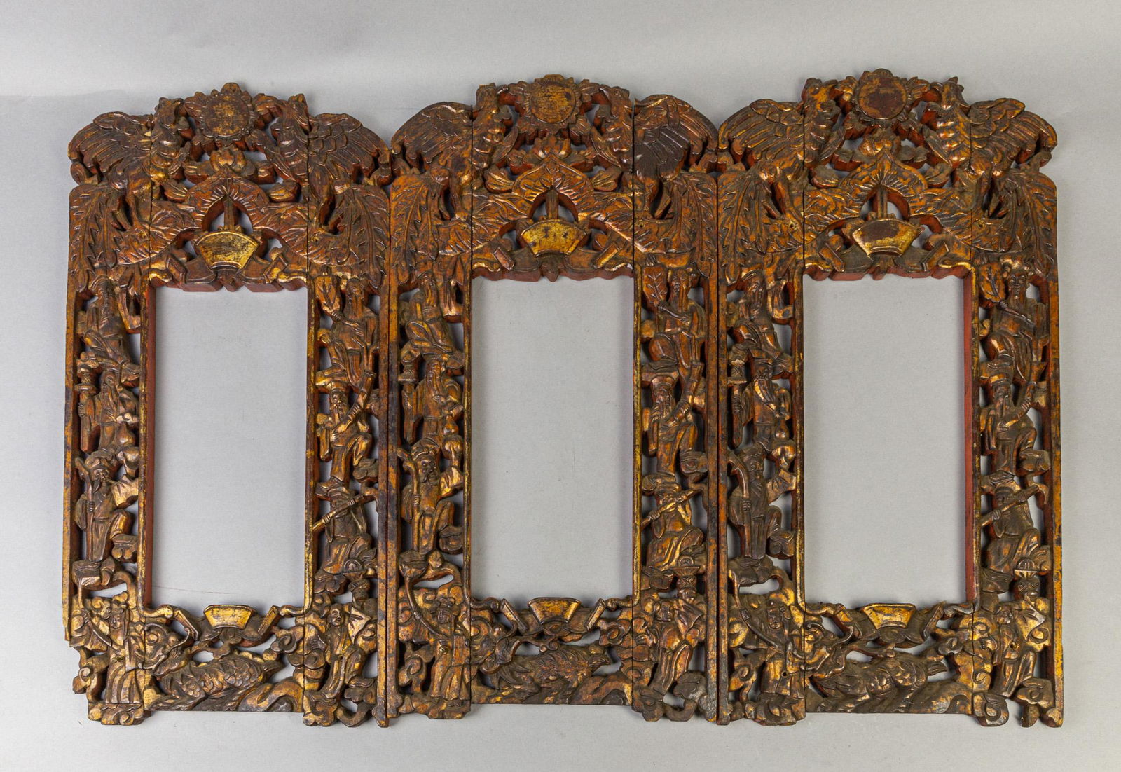Set Chinese Wall Hanging Gilt Wood Panels (1 of 12)