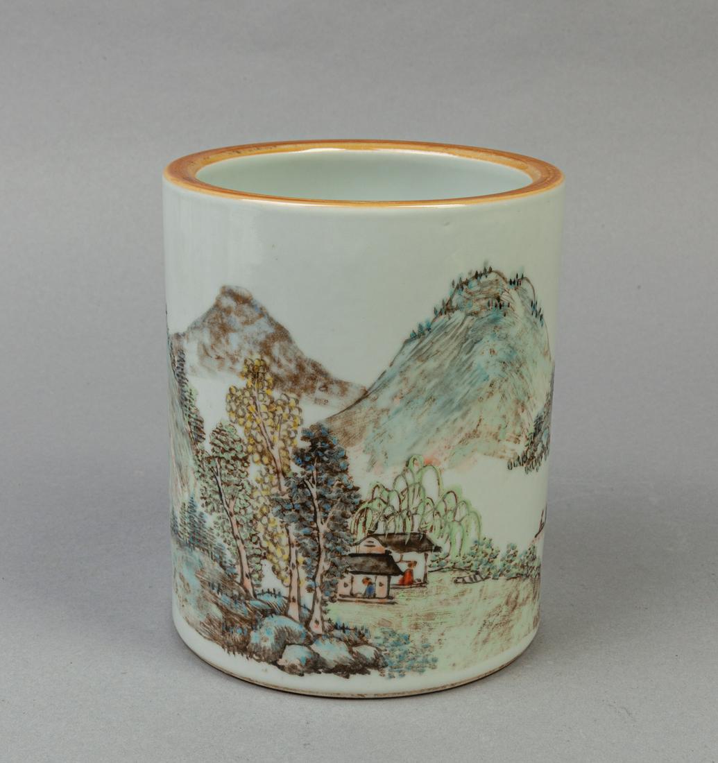 Chinese Famille Rose Pocelain Brush Pot (1 of 11)