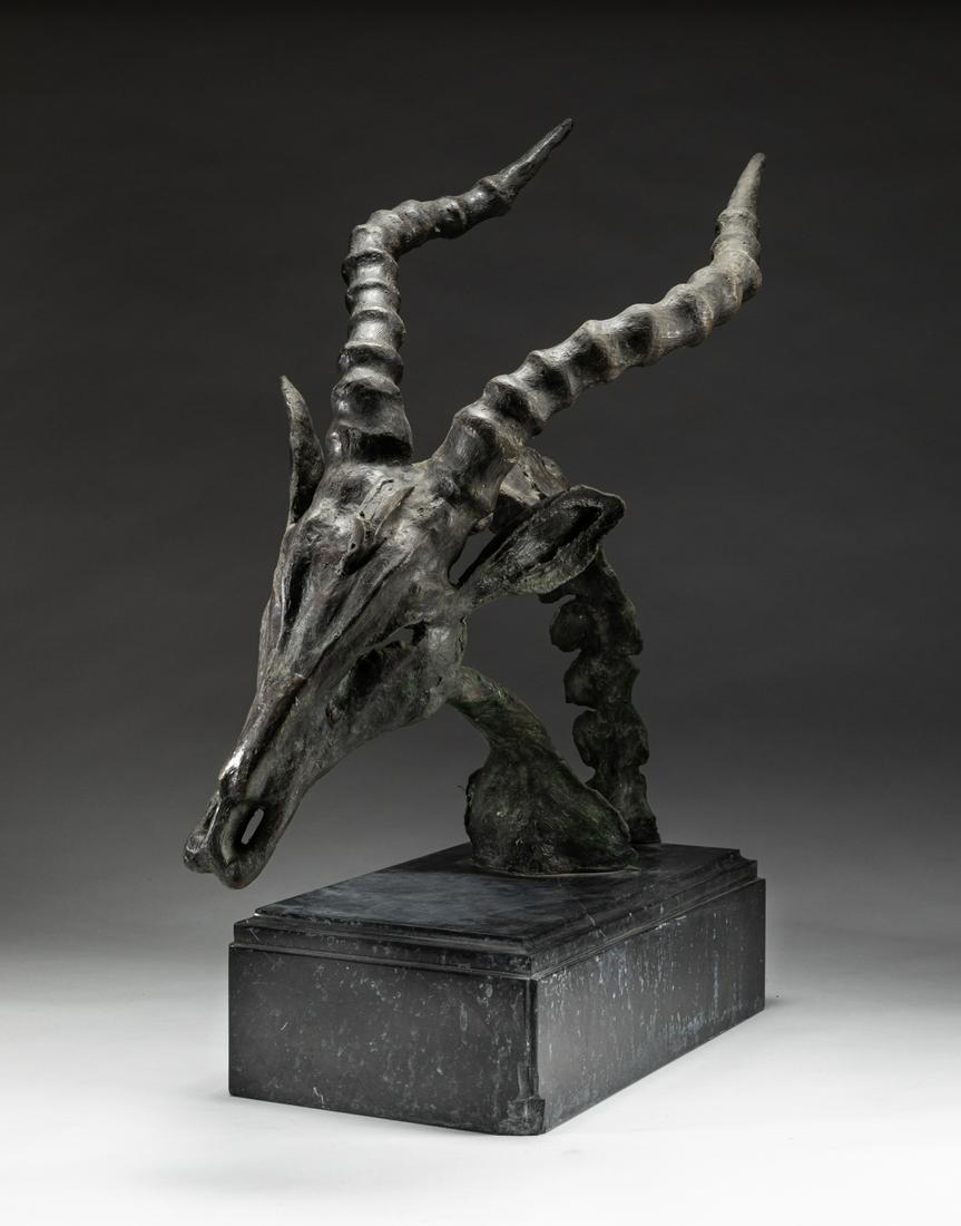 Large Bronze Sculpture of Goat Head (1 of 12)