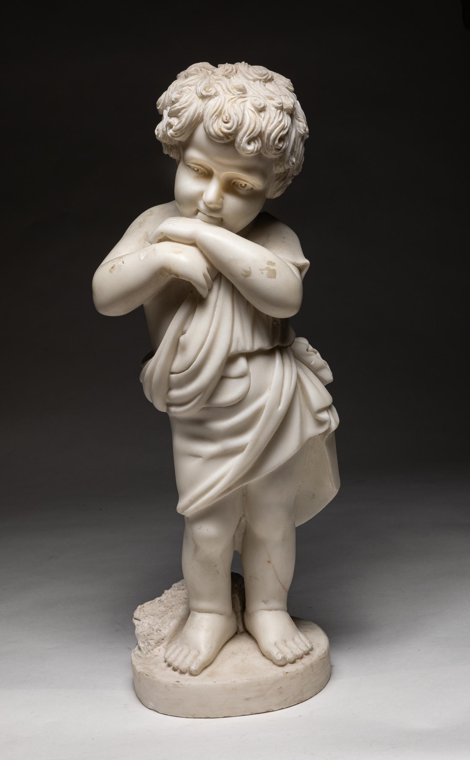Old Italy Marble Sculpture Figure Boy (1 of 10)