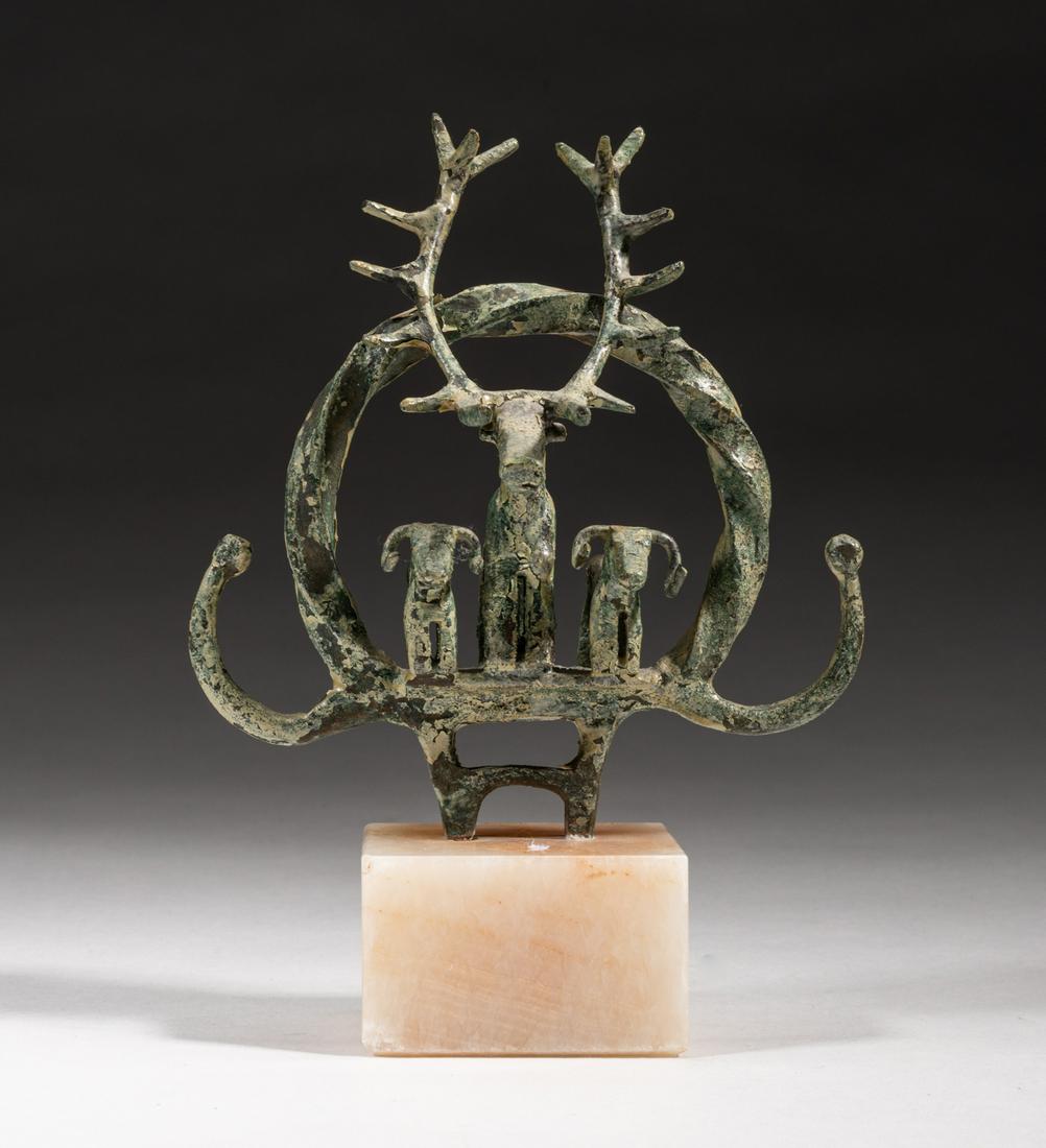 Designed South Asian Bronze Sculpture with Marble Stand (1 of 12)