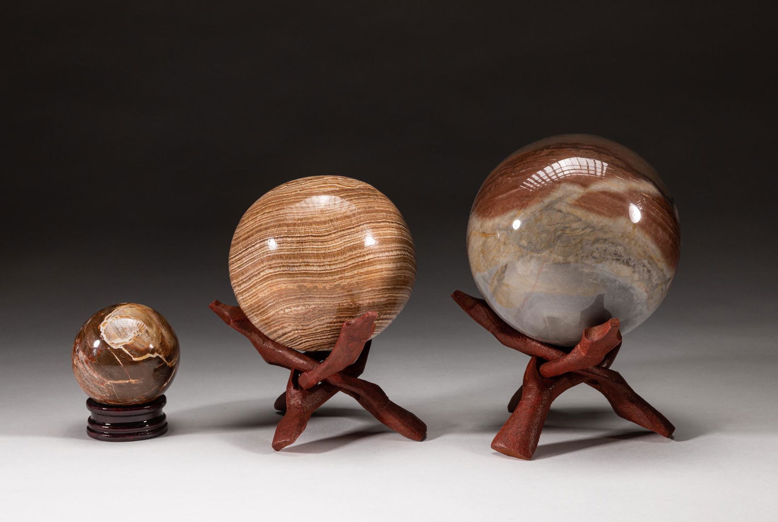 Large Group Fossil/Jasper Ball Sculptures (1 of 13)