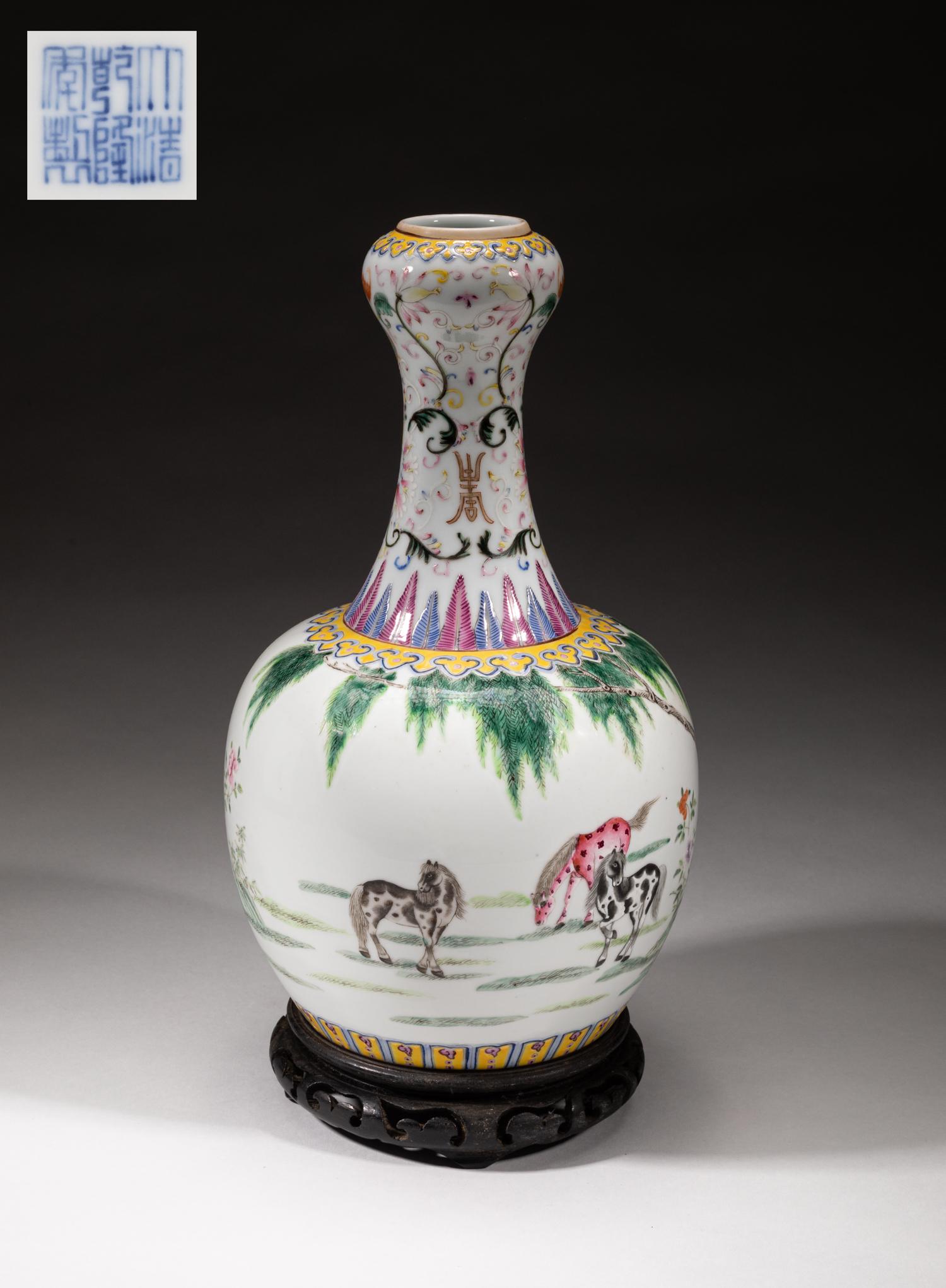 Collectible Chinese Tall Famille Rose Porcelain Vase (1 of 15)