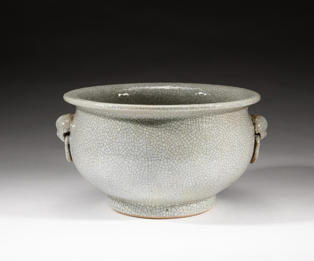 Large Chinese Crack Glazed Porcelain Brush Washer (1 of 14)